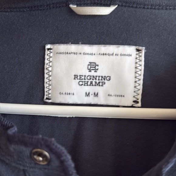 Reigning Champ Long Sleeve Henley T Shirt Navy Blue - Picture 4 of 12